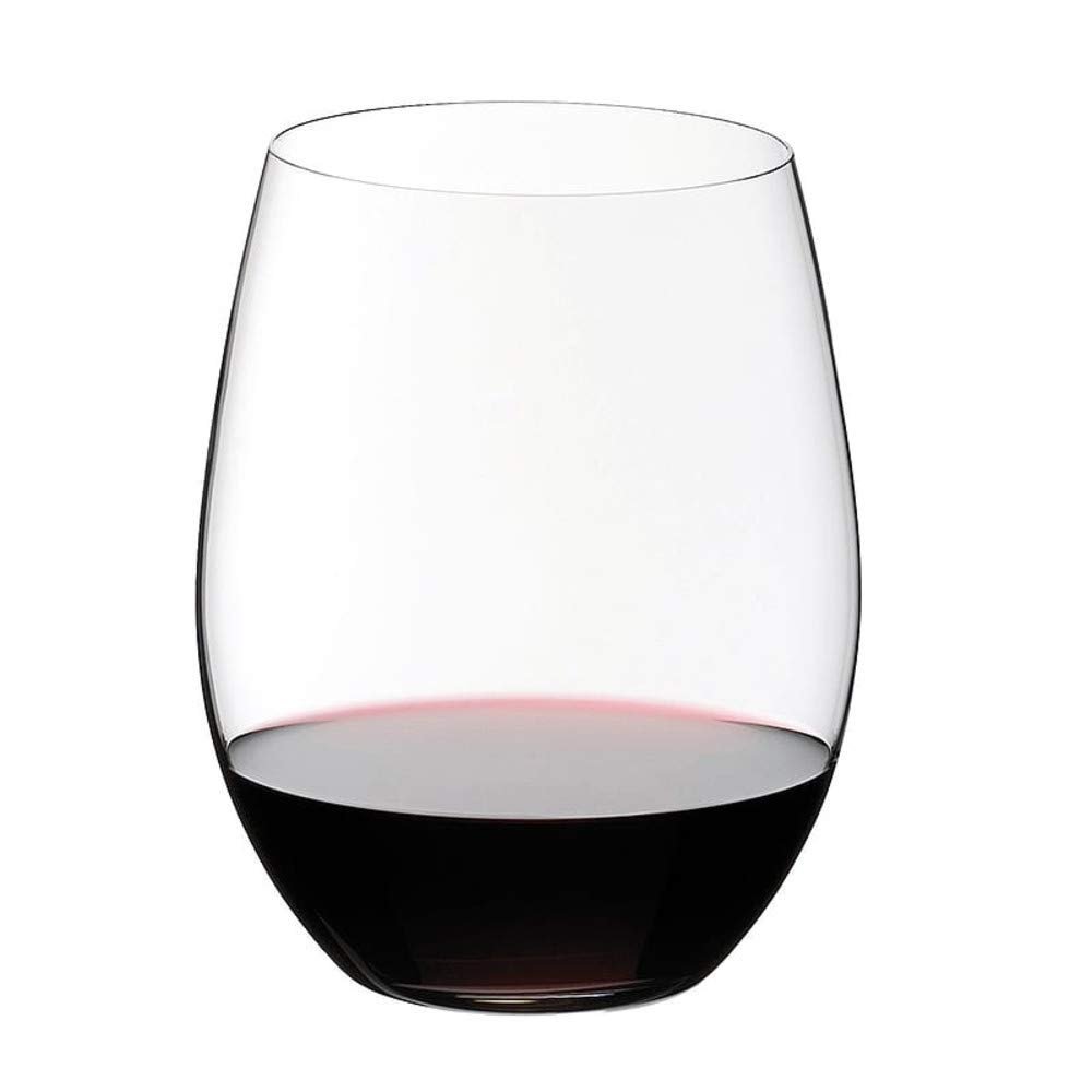 Stemless wine glass filled with red wine, isolated on white